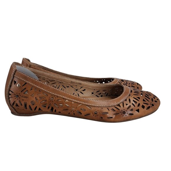 Pikolinos Alcoi Brown Leather Cutout Ballet Flats Size 40 US 9-9.5 Tan Floral - Picture 10 of 12